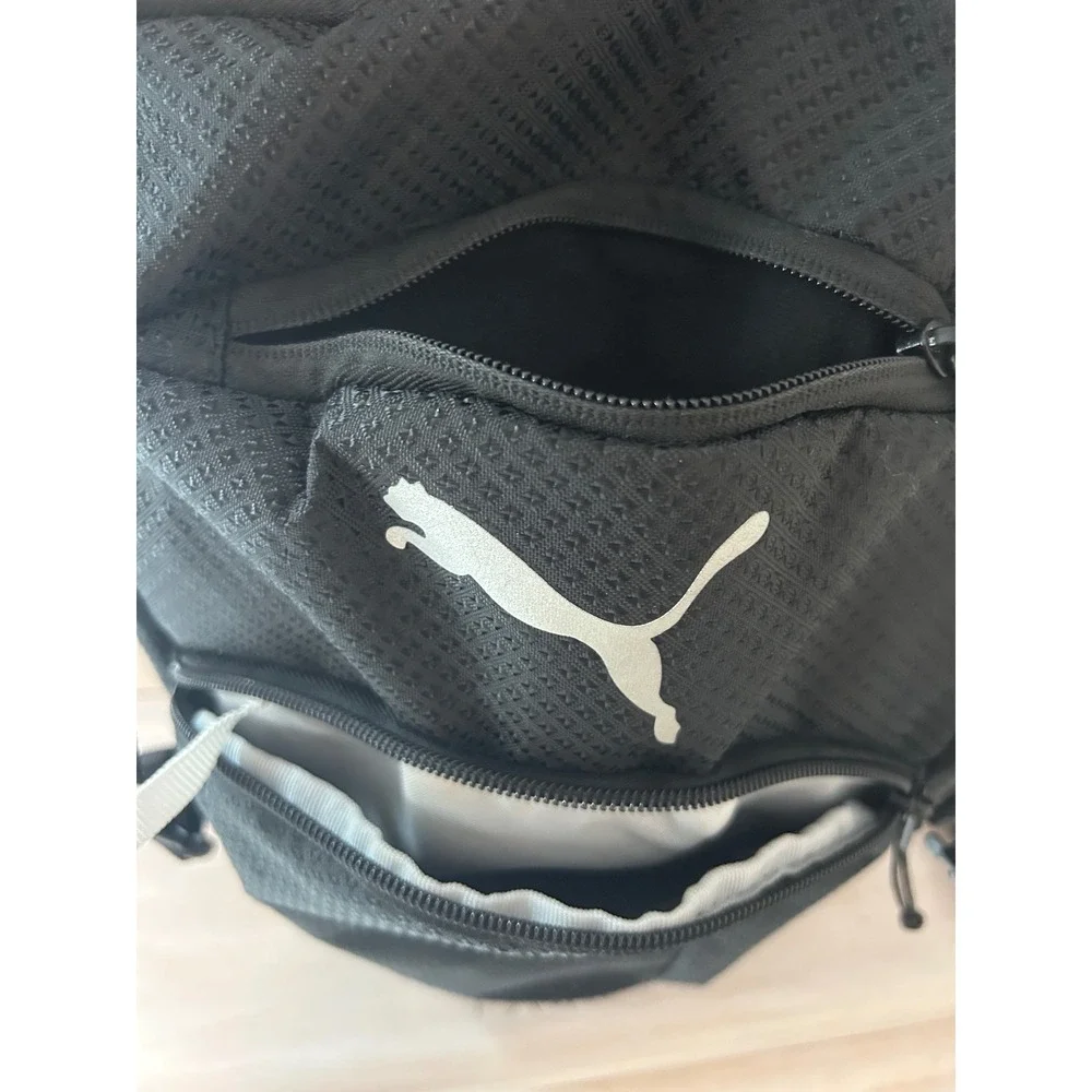 Puma Black Textured Sports Backpack Multi-Pocket Laptop Bag Mens